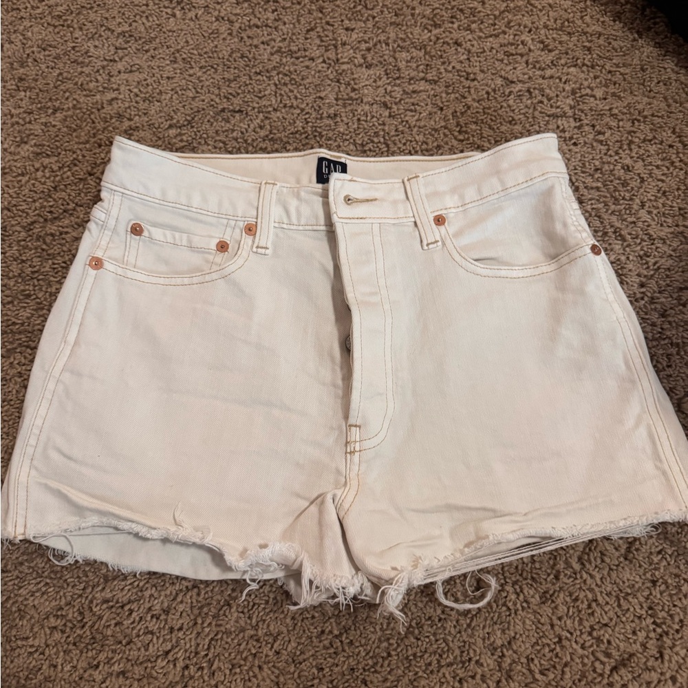 GAP Off-White Frayed Hem Denim Shorts